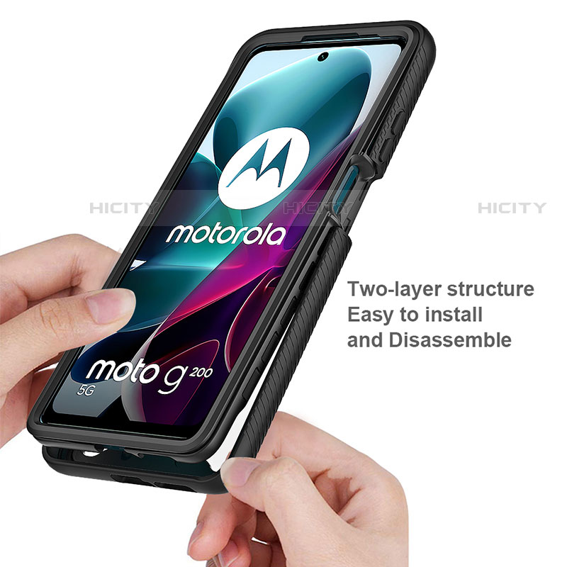 Coque Rebord Contour Silicone et Vitre Transparente Housse Etui 360 Degres pour Motorola Moto G200 5G Plus