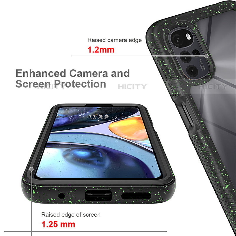 Coque Rebord Contour Silicone et Vitre Transparente Housse Etui 360 Degres pour Motorola Moto G22 Plus