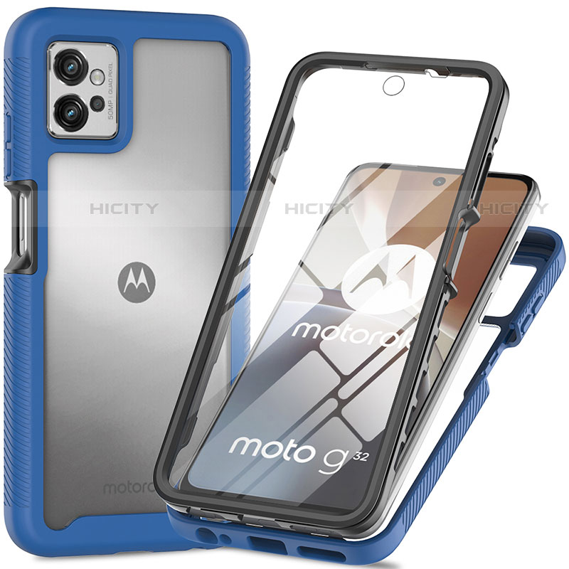 Coque Rebord Contour Silicone et Vitre Transparente Housse Etui 360 Degres pour Motorola Moto G32 Plus