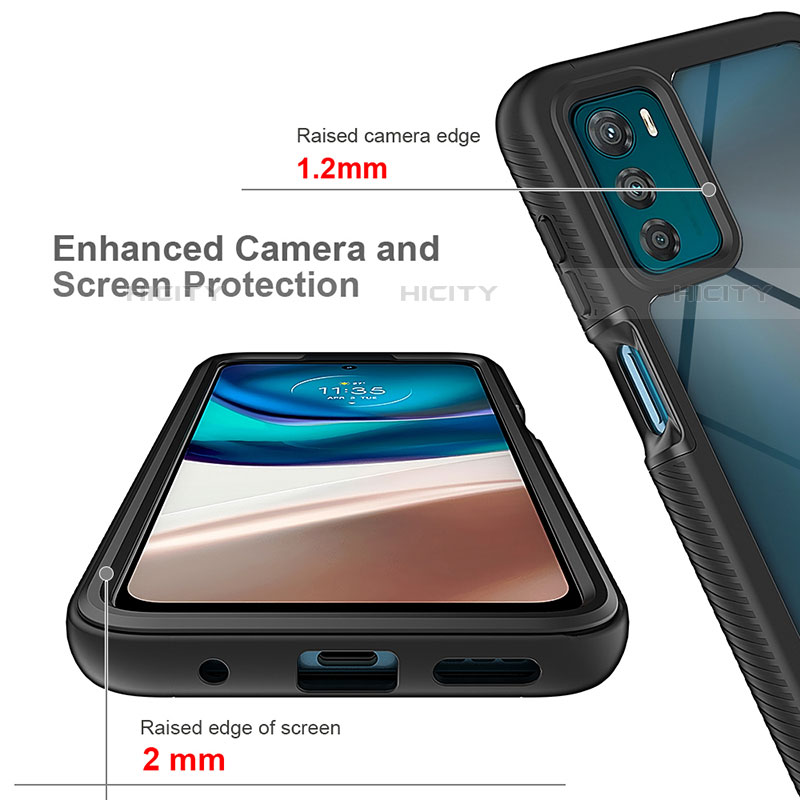 Coque Rebord Contour Silicone et Vitre Transparente Housse Etui 360 Degres pour Motorola Moto G42 Plus