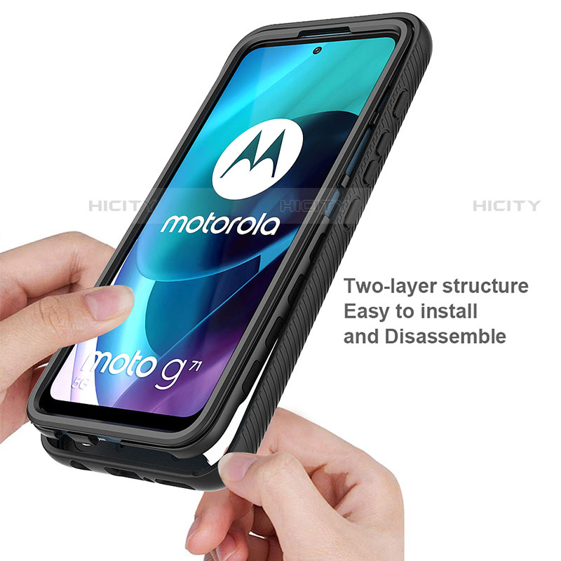 Coque Rebord Contour Silicone et Vitre Transparente Housse Etui 360 Degres pour Motorola Moto G71 5G Plus