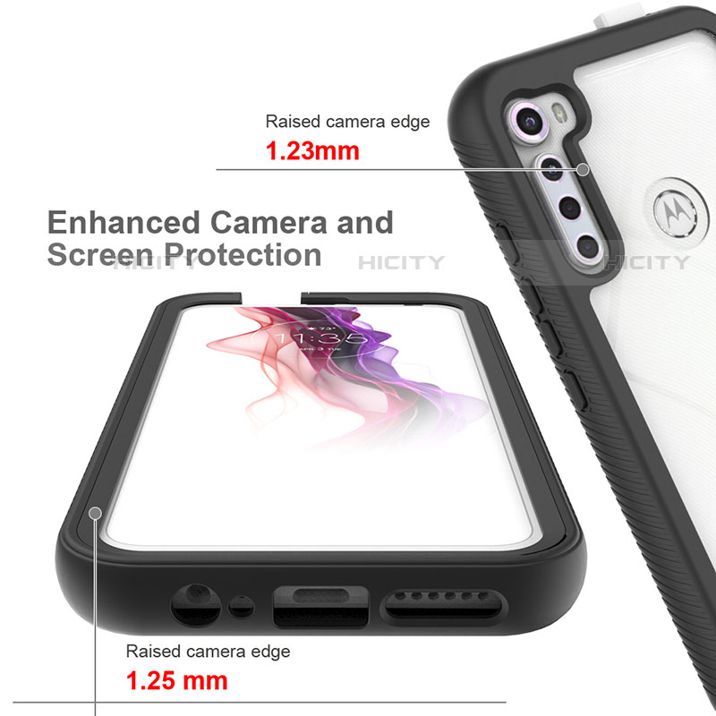 Coque Rebord Contour Silicone et Vitre Transparente Housse Etui 360 Degres pour Motorola Moto One Fusion Plus Plus