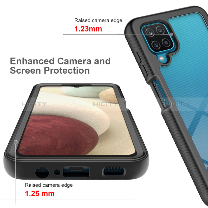 Coque Rebord Contour Silicone et Vitre Transparente Housse Etui 360 Degres ZJ1 pour Samsung Galaxy A12 Nacho Plus