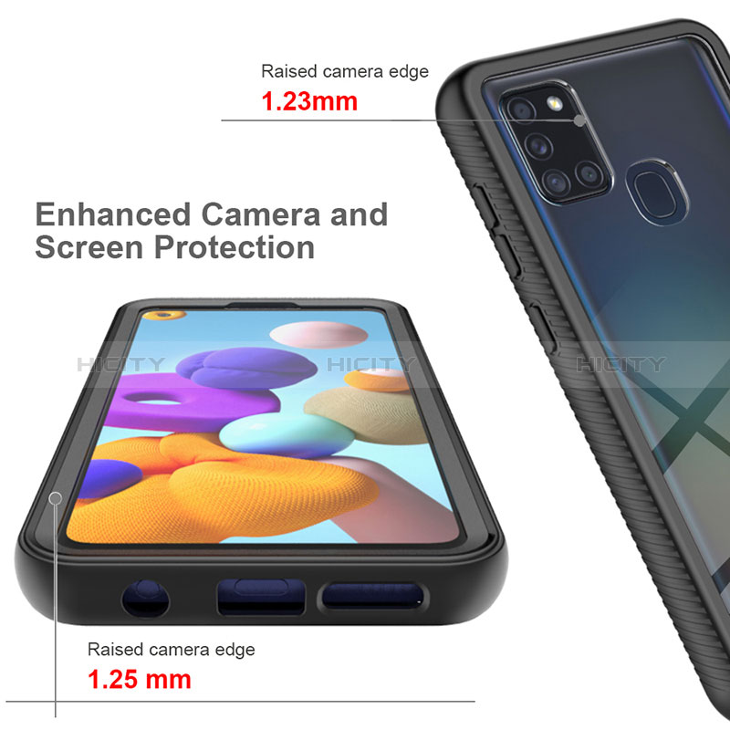 Coque Rebord Contour Silicone et Vitre Transparente Housse Etui 360 Degres ZJ1 pour Samsung Galaxy A21s Plus