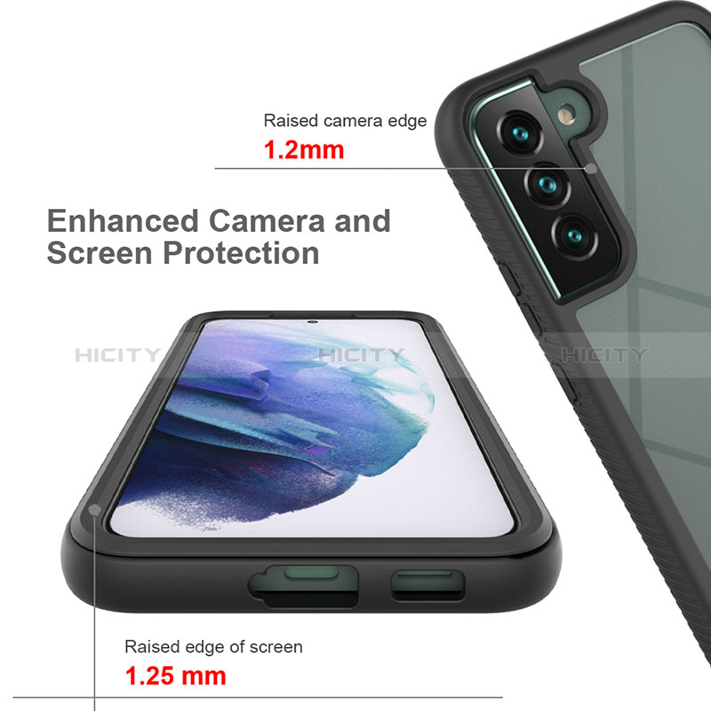 Coque Rebord Contour Silicone et Vitre Transparente Housse Etui 360 Degres ZJ1 pour Samsung Galaxy S22 5G Plus