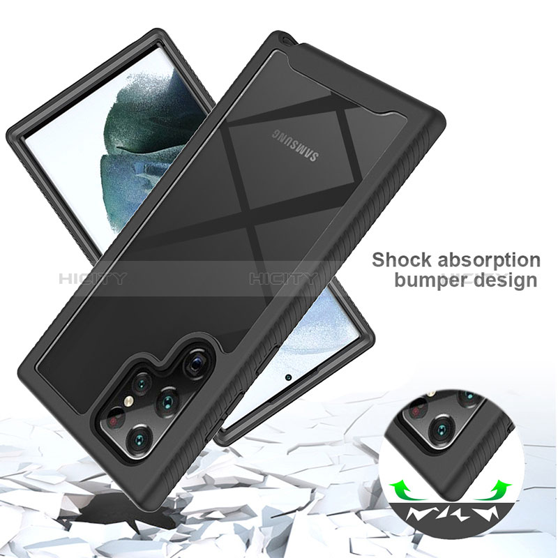 Coque Rebord Contour Silicone et Vitre Transparente Housse Etui 360 Degres ZJ1 pour Samsung Galaxy S23 Ultra 5G Plus