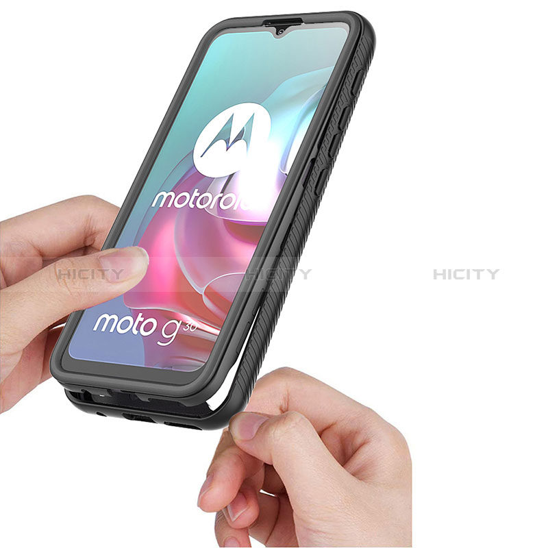 Coque Rebord Contour Silicone et Vitre Transparente Housse Etui 360 Degres ZJ3 pour Motorola Moto G10 Plus