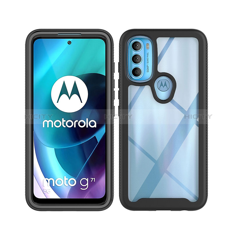 Coque Rebord Contour Silicone et Vitre Transparente Housse Etui 360 Degres ZJ3 pour Motorola Moto G71 5G Plus
