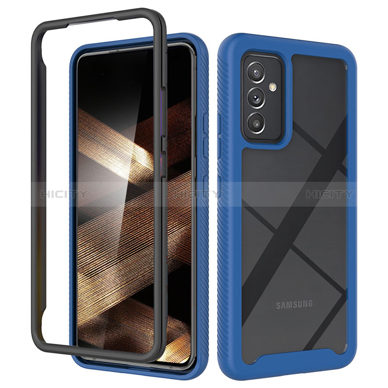 Coque Rebord Contour Silicone et Vitre Transparente Housse Etui 360 Degres ZJ4 pour Samsung Galaxy A15 5G Bleu Plus