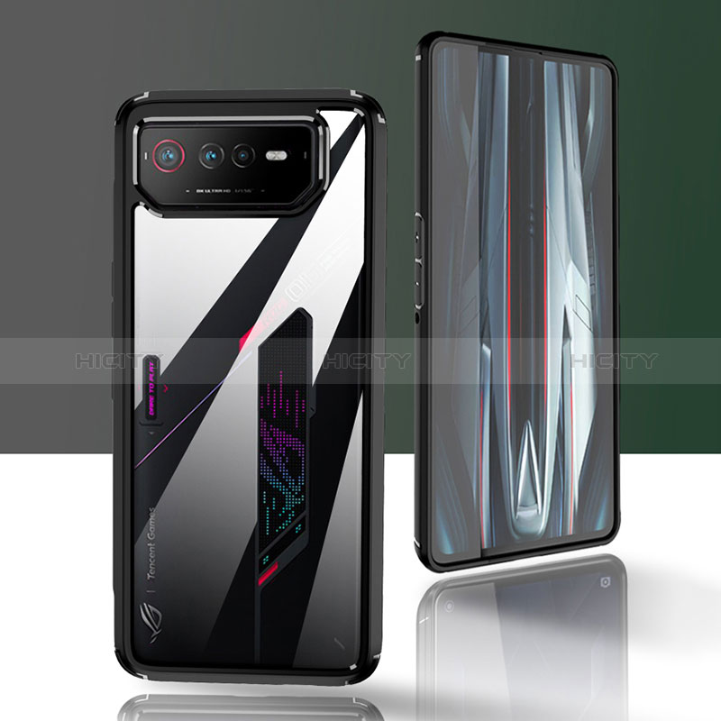 Coque Rebord Contour Silicone et Vitre Transparente Housse Etui 360 Degres ZJ5 pour Asus ROG Phone 6 Pro Noir Plus