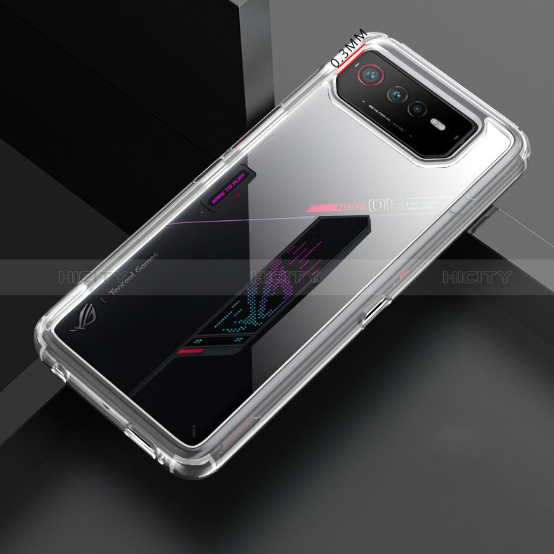 Coque Rebord Contour Silicone et Vitre Transparente Housse Etui 360 Degres ZJ5 pour Asus ROG Phone 6 Pro Plus