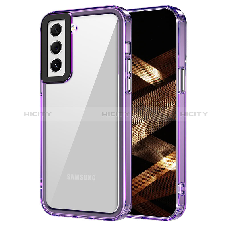 Coque Rebord Contour Silicone et Vitre Transparente Housse Etui AC1 pour Samsung Galaxy S21 FE 5G Violet Clair Plus