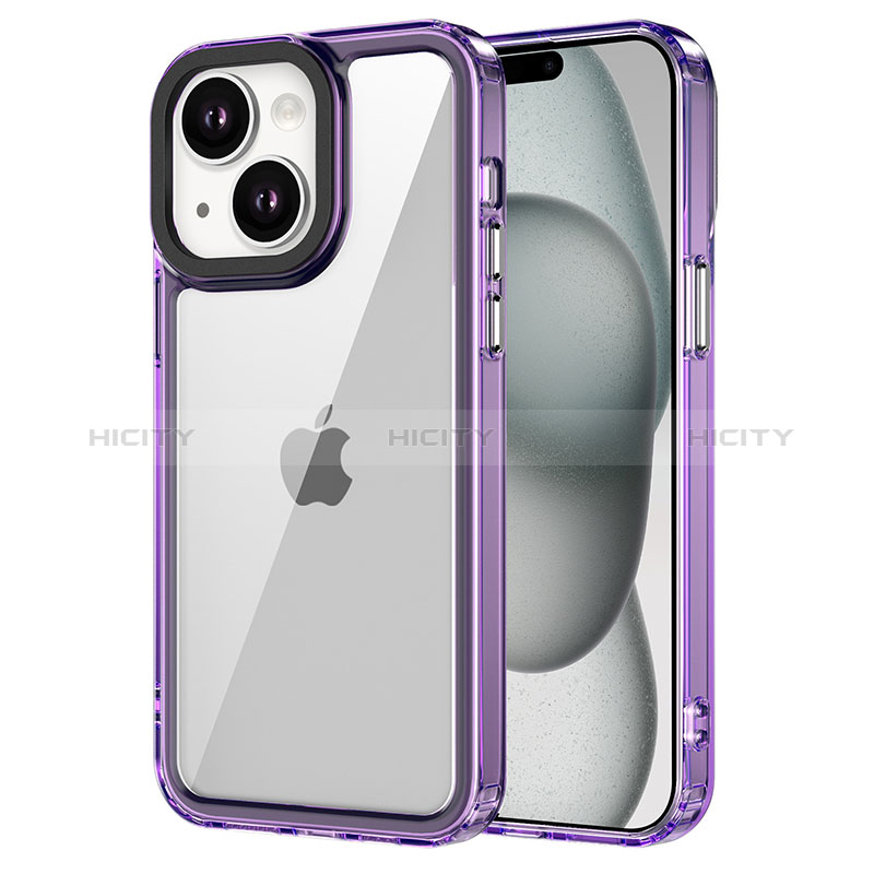 Coque Rebord Contour Silicone et Vitre Transparente Housse Etui AC2 pour Apple iPhone 13 Violet Plus