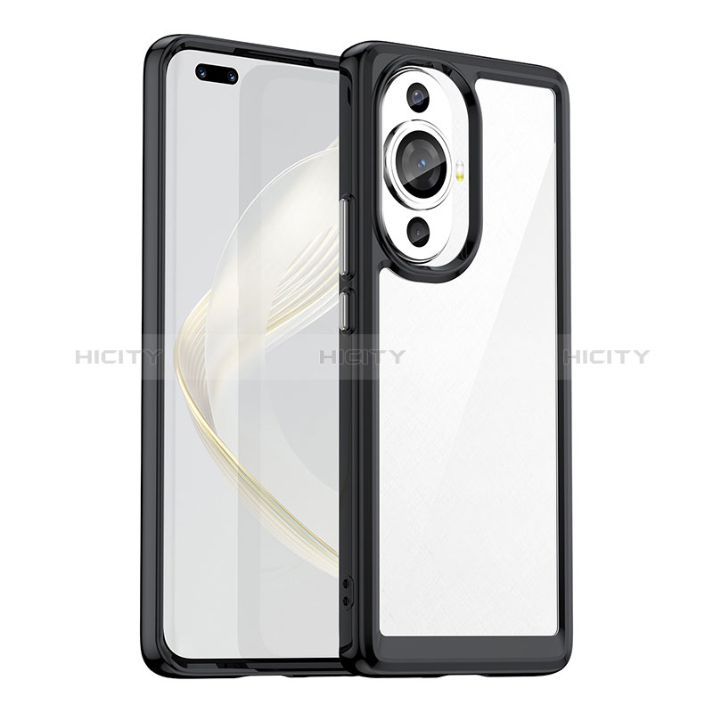 Coque Rebord Contour Silicone et Vitre Transparente Housse Etui J01S pour Huawei Nova 11 Pro Noir Plus