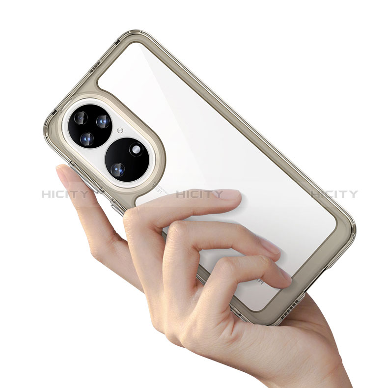 Coque Rebord Contour Silicone et Vitre Transparente Housse Etui J01S pour Huawei P50 Pro Plus