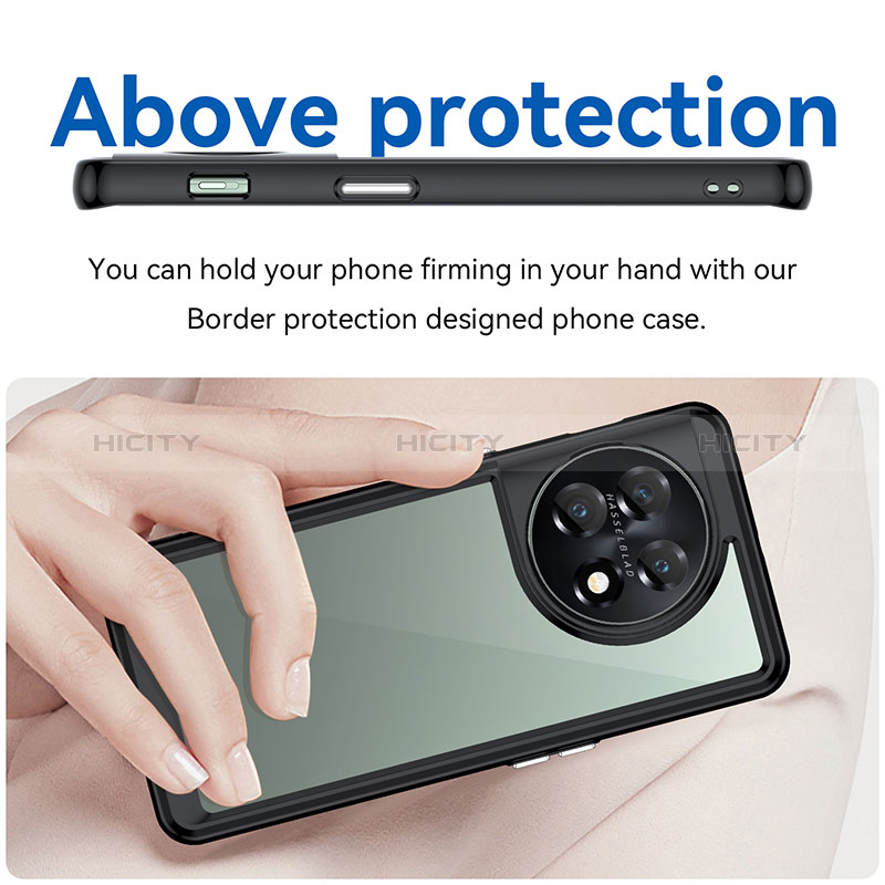 Coque Rebord Contour Silicone et Vitre Transparente Housse Etui J01S pour OnePlus 11 5G Plus
