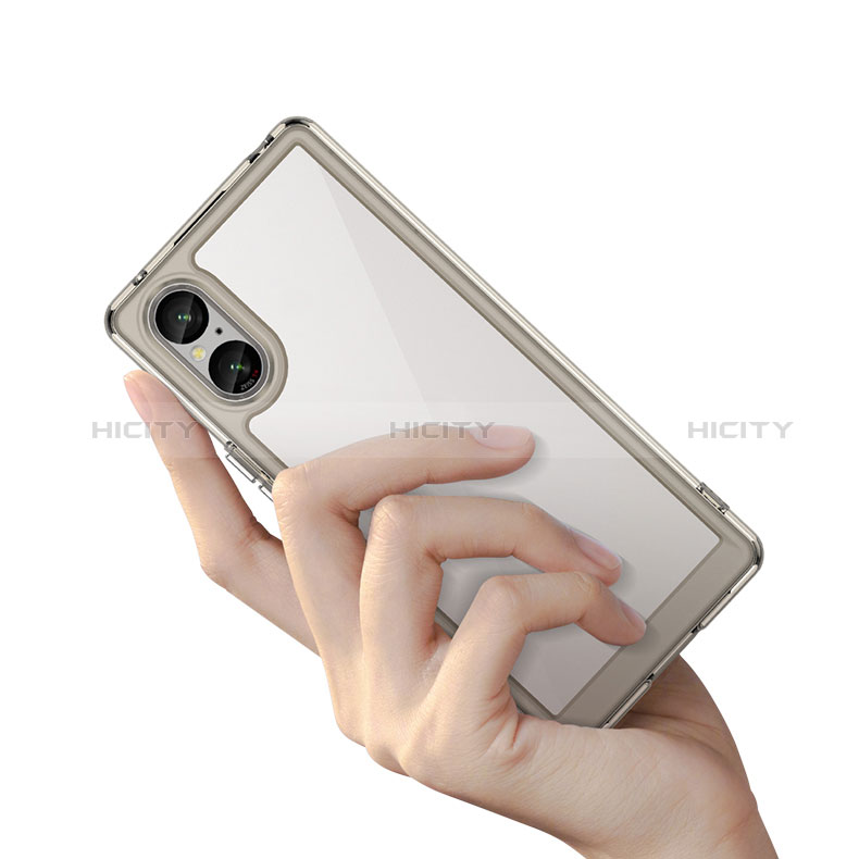 Coque Rebord Contour Silicone et Vitre Transparente Housse Etui J01S pour Sony Xperia 5 V Plus
