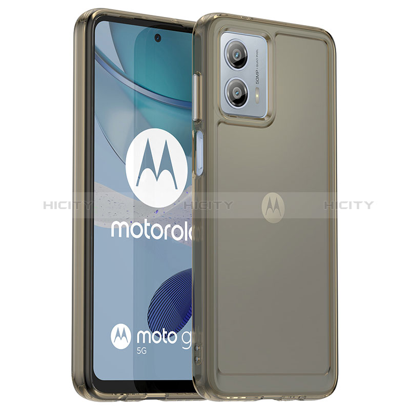 Coque Rebord Contour Silicone et Vitre Transparente Housse Etui J02S pour Motorola Moto G53y 5G Gris Plus