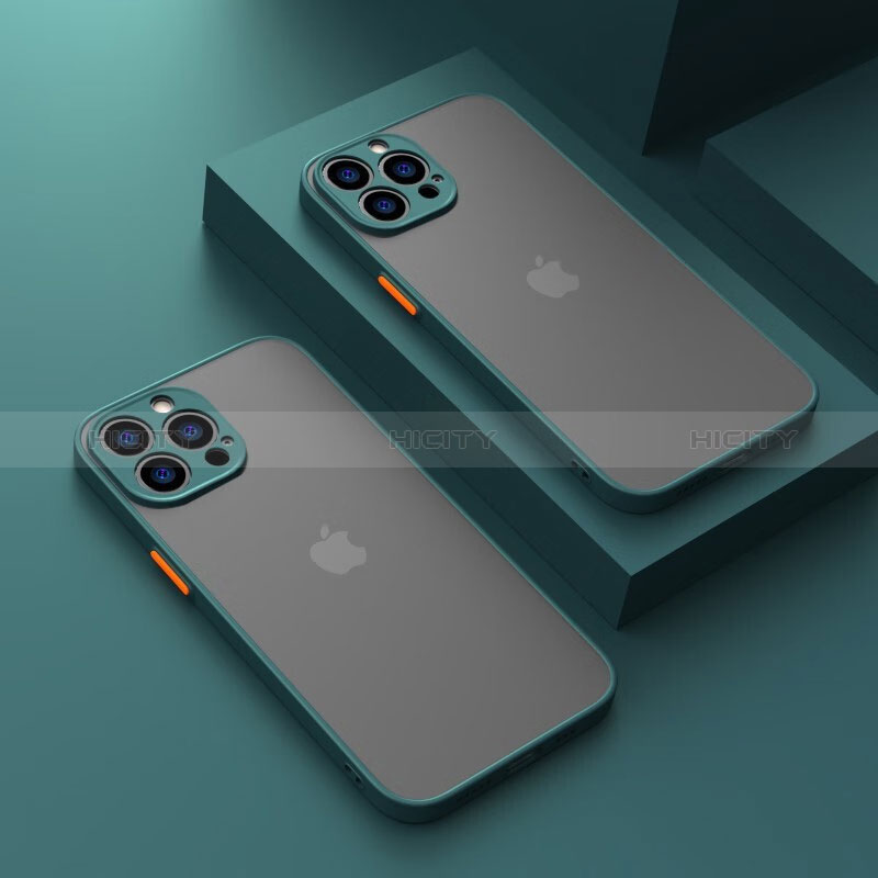 Coque Rebord Contour Silicone et Vitre Transparente Housse Etui LS1 pour Apple iPhone 13 Pro Max Vert Nuit Plus