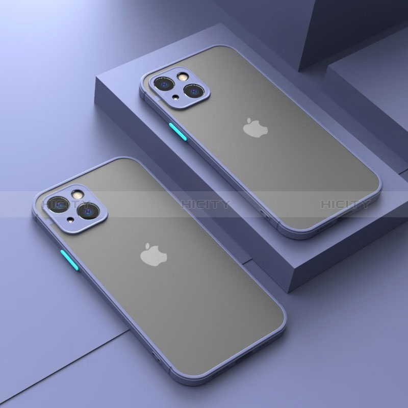 Coque Rebord Contour Silicone et Vitre Transparente Housse Etui LS1 pour Apple iPhone 15 Plus Gris Lavende Plus