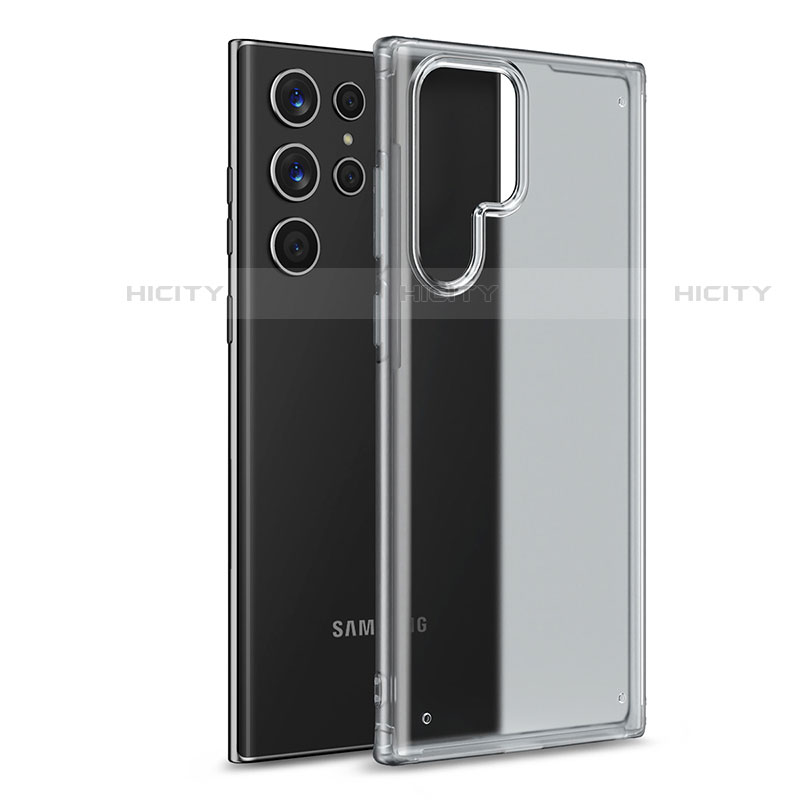 Coque Rebord Contour Silicone et Vitre Transparente Housse Etui M02 pour Samsung Galaxy S22 Ultra 5G Clair Plus