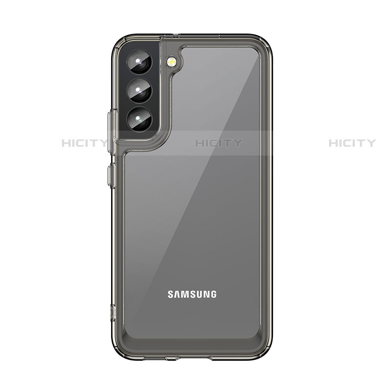 Coque Rebord Contour Silicone et Vitre Transparente Housse Etui M03 pour Samsung Galaxy S22 5G Gris Plus