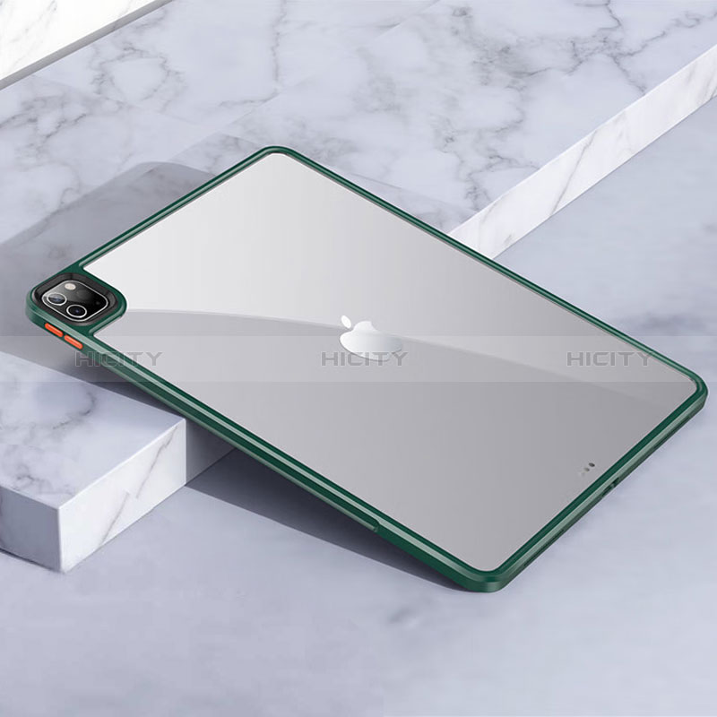 Coque Rebord Contour Silicone et Vitre Transparente Housse Etui pour Apple iPad Pro 11 (2020) Vert Plus