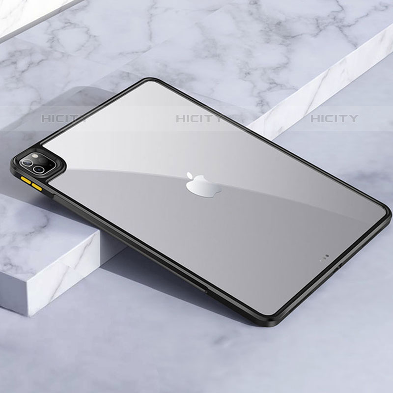 Coque Rebord Contour Silicone et Vitre Transparente Housse Etui pour Apple iPad Pro 12.9 (2020) Noir Plus