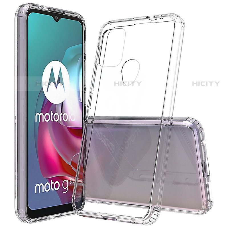 Coque Rebord Contour Silicone et Vitre Transparente Housse Etui pour Motorola Moto G10 Clair Plus