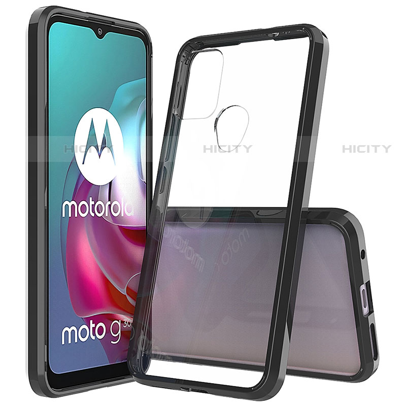 Coque Rebord Contour Silicone et Vitre Transparente Housse Etui pour Motorola Moto G10 Plus
