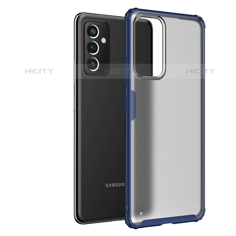 Coque Rebord Contour Silicone et Vitre Transparente Housse Etui pour Samsung Galaxy Quantum2 5G Bleu Plus