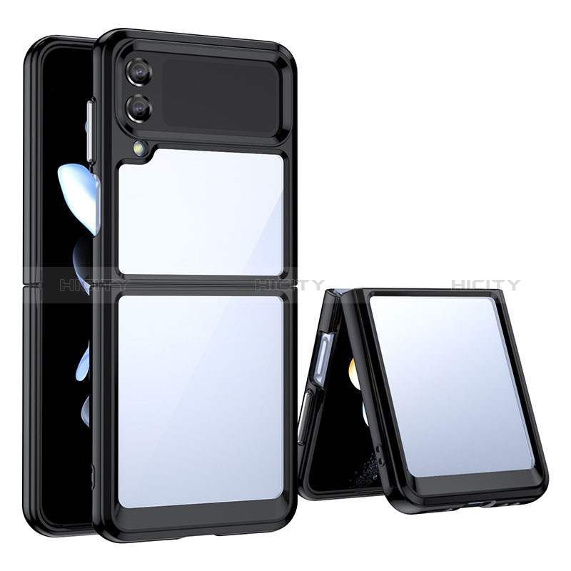 Coque Rebord Contour Silicone et Vitre Transparente Housse Etui pour Samsung Galaxy Z Flip3 5G Noir Plus
