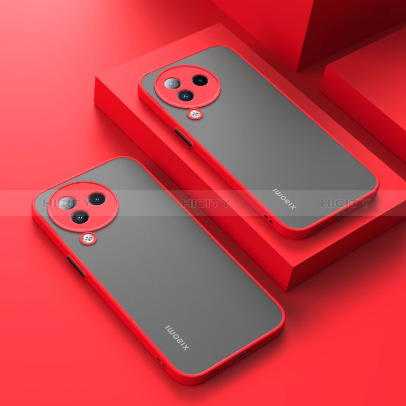 Coque Rebord Contour Silicone et Vitre Transparente Housse Etui pour Xiaomi Civi 3 5G Rouge Plus