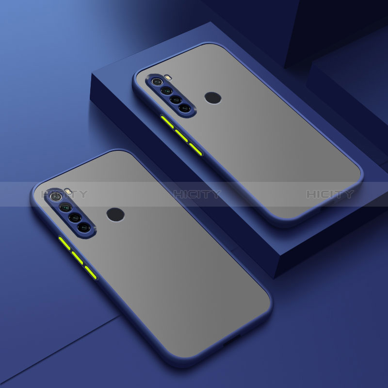 Coque Rebord Contour Silicone et Vitre Transparente Housse Etui pour Xiaomi Redmi Note 8 (2021) Bleu Plus
