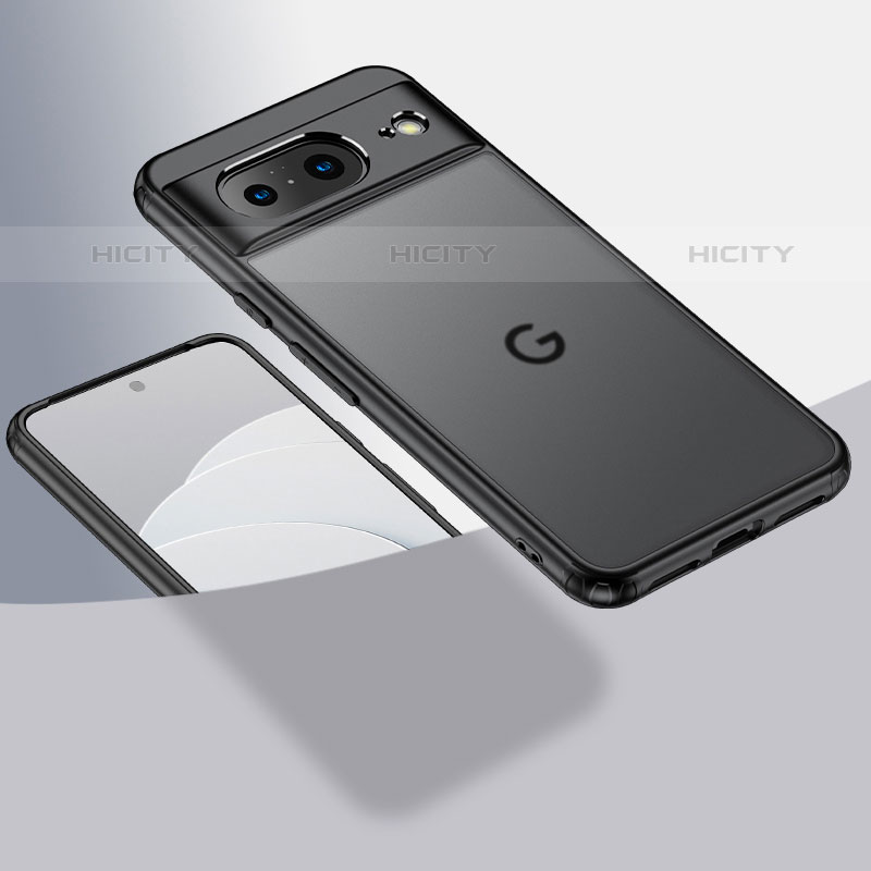 Coque Rebord Contour Silicone et Vitre Transparente Housse Etui W01L pour Google Pixel 8 5G Noir Plus