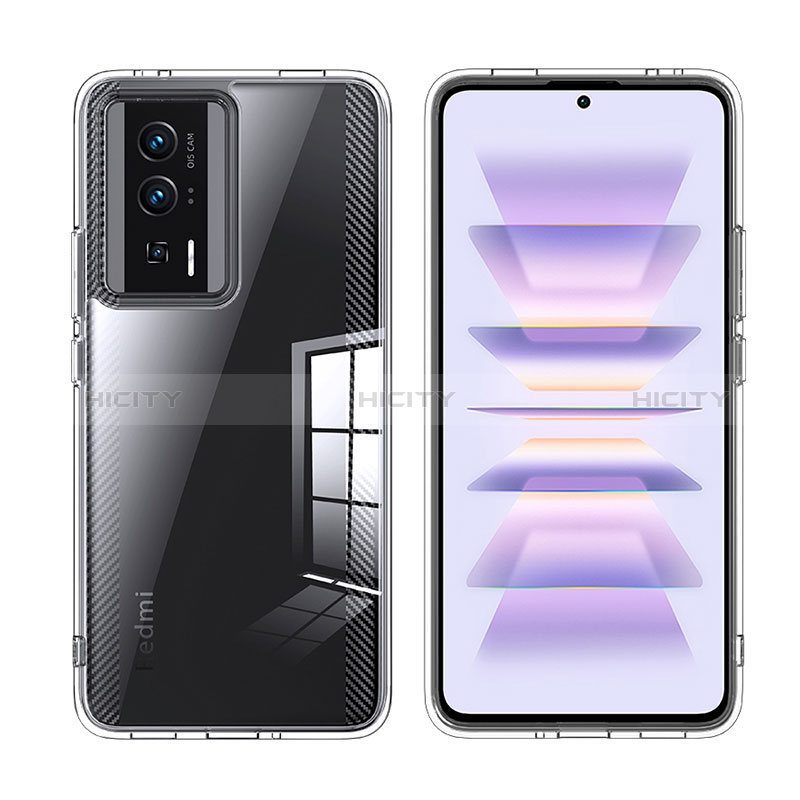 Coque Rebord Contour Silicone et Vitre Transparente Housse Etui W01L pour Xiaomi Poco F5 Pro 5G Clair Plus