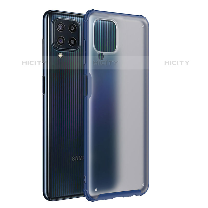 Coque Rebord Contour Silicone et Vitre Transparente Housse Etui WL1 pour Samsung Galaxy M32 4G Bleu Plus