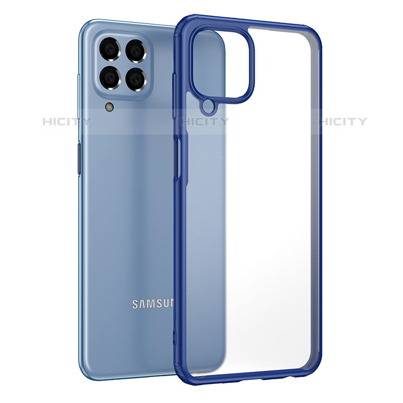 Coque Rebord Contour Silicone et Vitre Transparente Housse Etui WL1 pour Samsung Galaxy M33 5G Bleu Plus