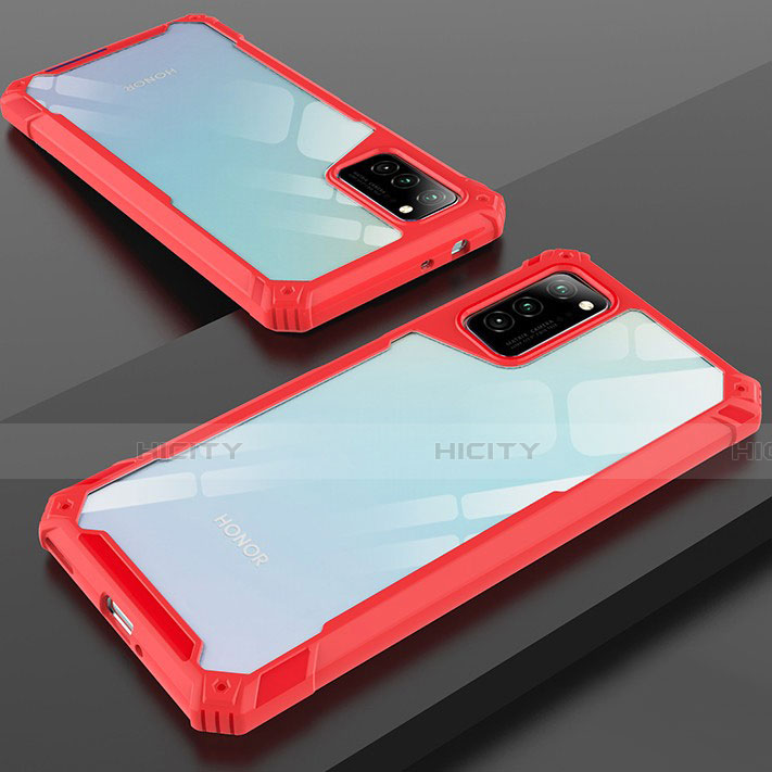 Coque Rebord Contour Silicone et Vitre Transparente Miroir Housse Etui H01 pour Huawei Honor V30 5G Rouge Plus