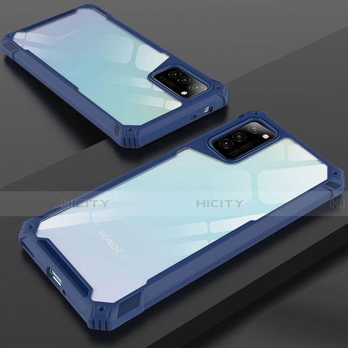 Coque Rebord Contour Silicone et Vitre Transparente Miroir Housse Etui H01 pour Huawei Honor View 30 5G Bleu Plus