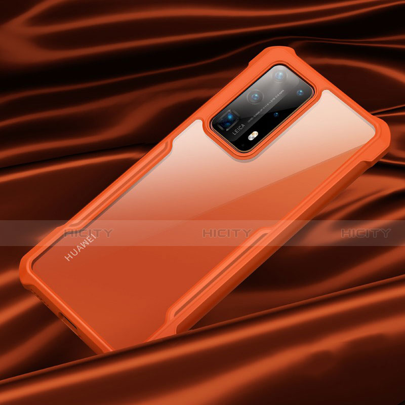 Coque Rebord Contour Silicone et Vitre Transparente Miroir Housse Etui H01 pour Huawei P40 Pro+ Plus Orange Plus