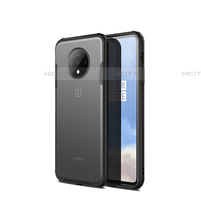 Coque Rebord Contour Silicone et Vitre Transparente Miroir Housse Etui H01 pour OnePlus 7T Noir Plus