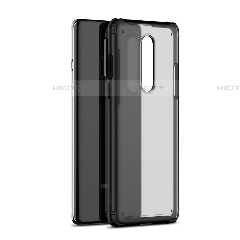 Coque Rebord Contour Silicone et Vitre Transparente Miroir Housse Etui H01 pour OnePlus 8 Noir Plus