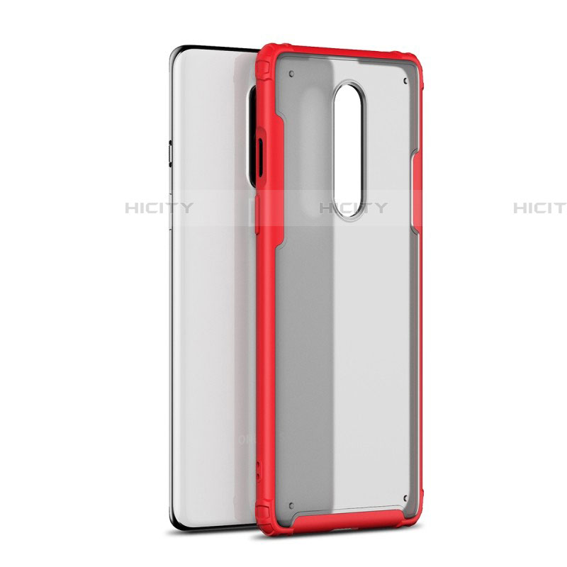 Coque Rebord Contour Silicone et Vitre Transparente Miroir Housse Etui H01 pour OnePlus 8 Rouge Plus