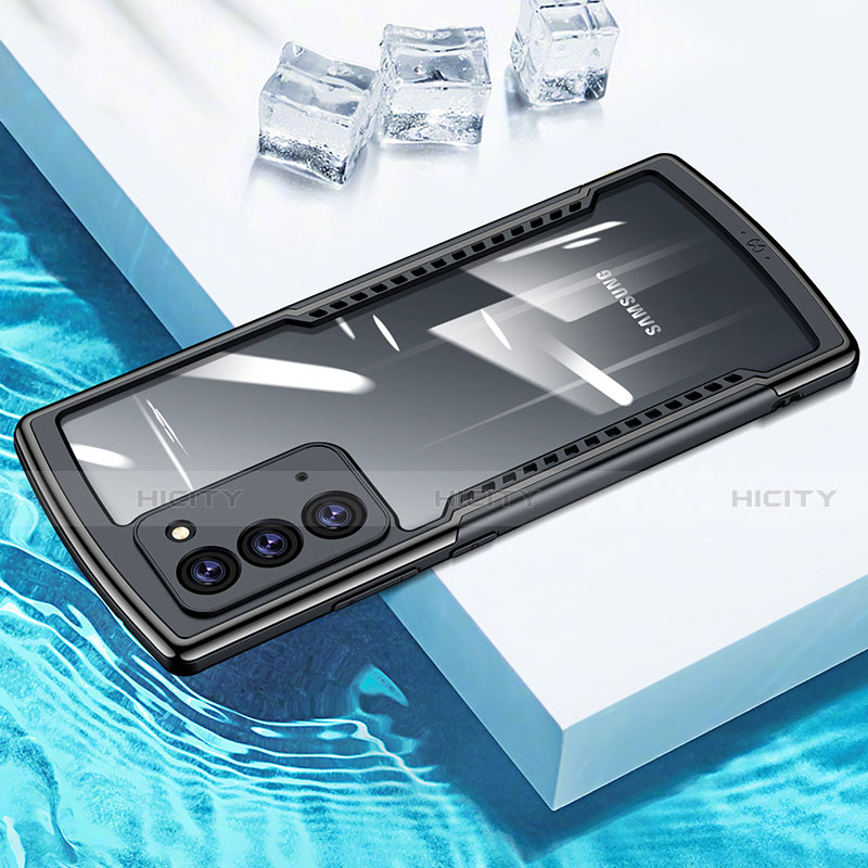 Coque Rebord Contour Silicone et Vitre Transparente Miroir Housse Etui H01 pour Samsung Galaxy Note 20 5G Noir Plus