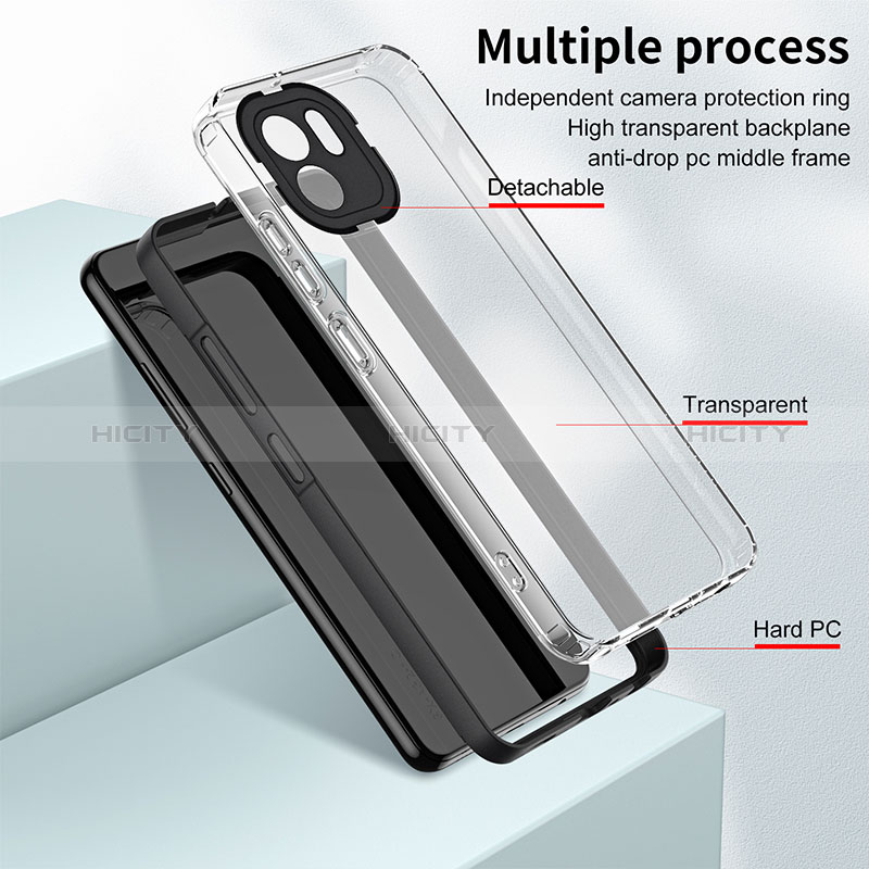 Coque Rebord Contour Silicone et Vitre Transparente Miroir Housse Etui H01P pour Xiaomi Poco C51 Plus