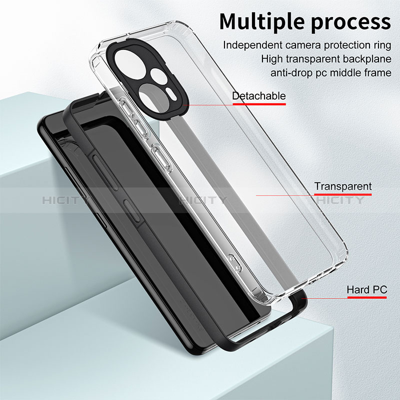 Coque Rebord Contour Silicone et Vitre Transparente Miroir Housse Etui H01P pour Xiaomi Poco F5 5G Plus