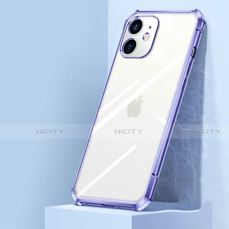 Coque Rebord Contour Silicone et Vitre Transparente Miroir Housse Etui H02 pour Apple iPhone 12 Mini Violet Clair Plus