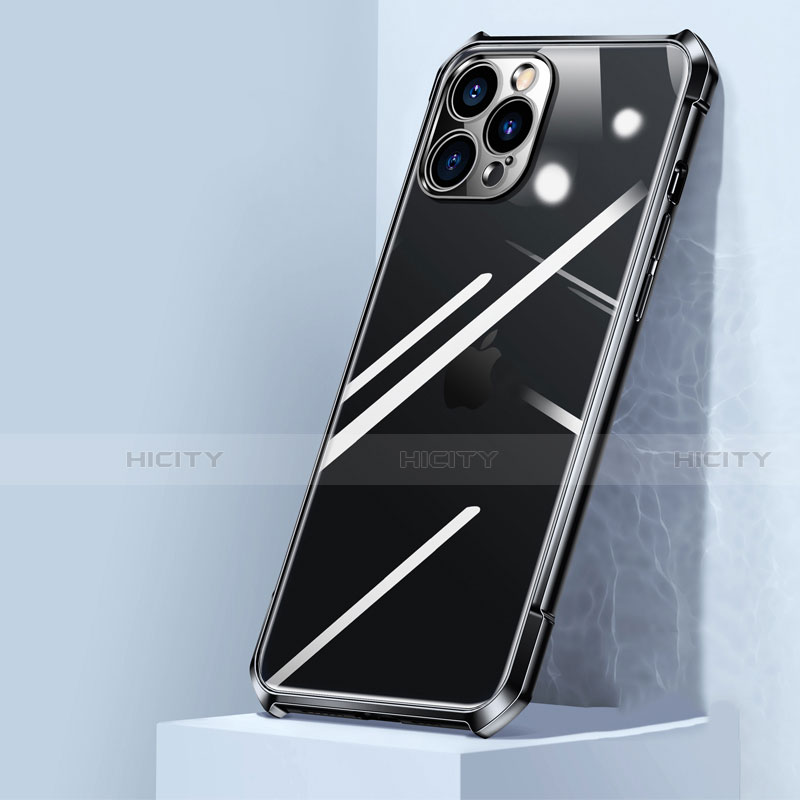 Coque Rebord Contour Silicone et Vitre Transparente Miroir Housse Etui H02 pour Apple iPhone 12 Pro Max Noir Plus