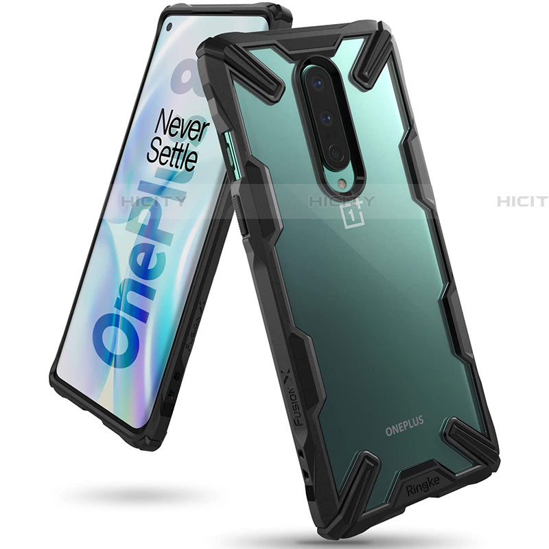Coque Rebord Contour Silicone et Vitre Transparente Miroir Housse Etui H02 pour OnePlus 8 Noir Plus